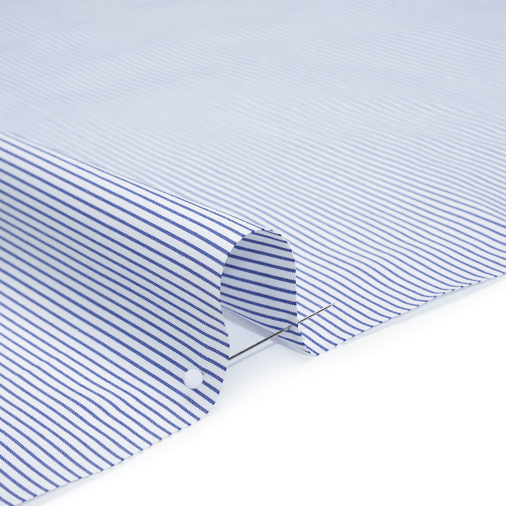 Cotton Shirting - Cobalt Blue and White Stripes - Deadstock Cotton Shirting - Cobalt Blue and White Stripes - Deadstock
