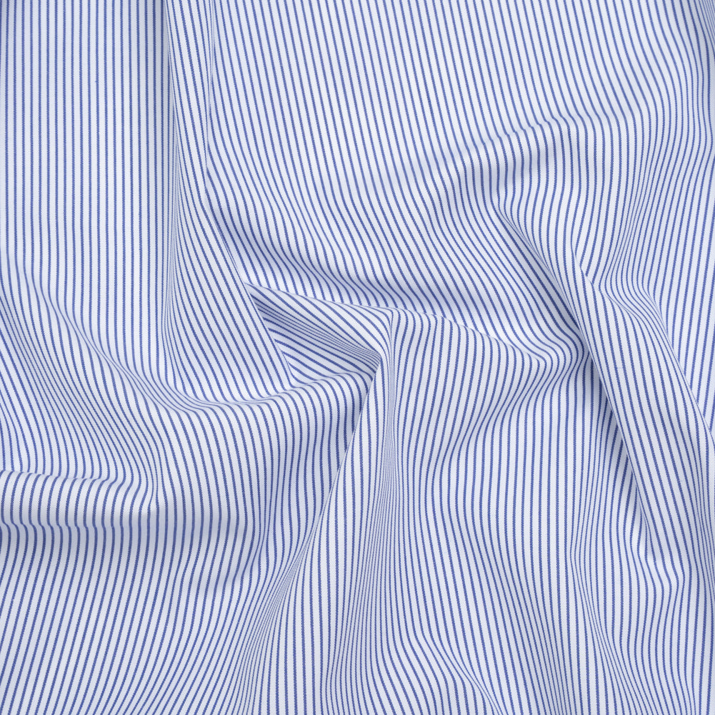Cotton Shirting - Cobalt Blue and White Stripes - Deadstock Cotton Shirting - Cobalt Blue and White Stripes - Deadstock