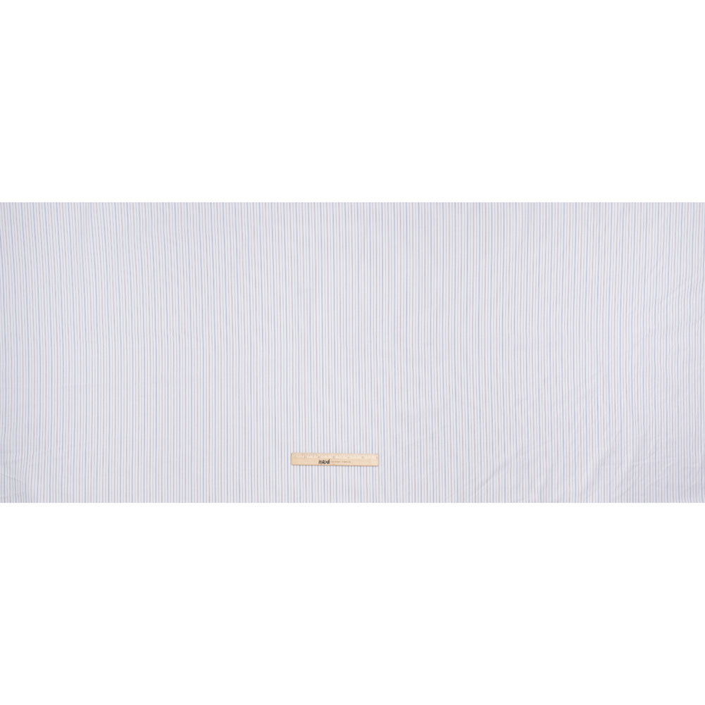 Cotton Herringbone Twill Shirting - White, Blue and Red Pinstripes - Deadstock Cotton Herringbone Twill Shirting - White, Blue and Red Pinstripes - Deadstock