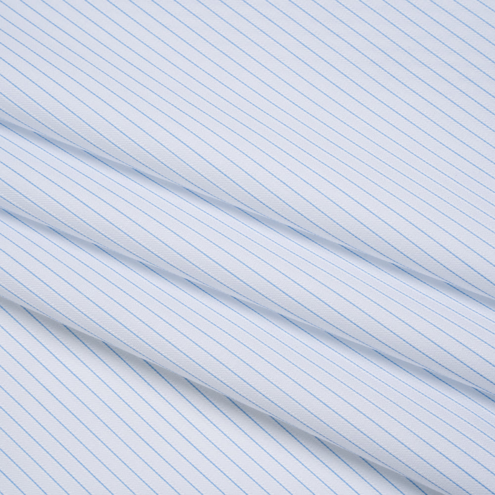Cotton Twill Shirting - Light Blue and White Stripes - Deadstock Cotton Twill Shirting - Light Blue and White Stripes - Deadstock