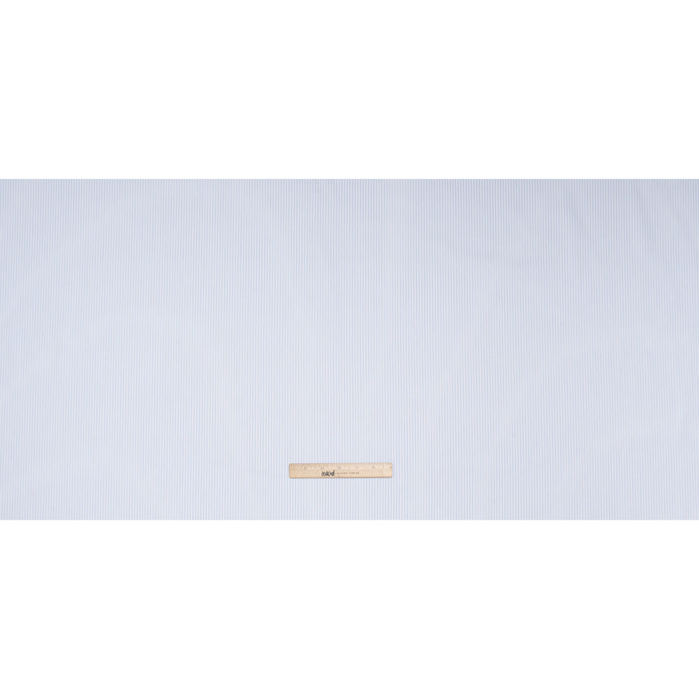 Cotton Twill Shirting - Light Blue and White Stripes - Deadstock Cotton Twill Shirting - Light Blue and White Stripes - Deadstock