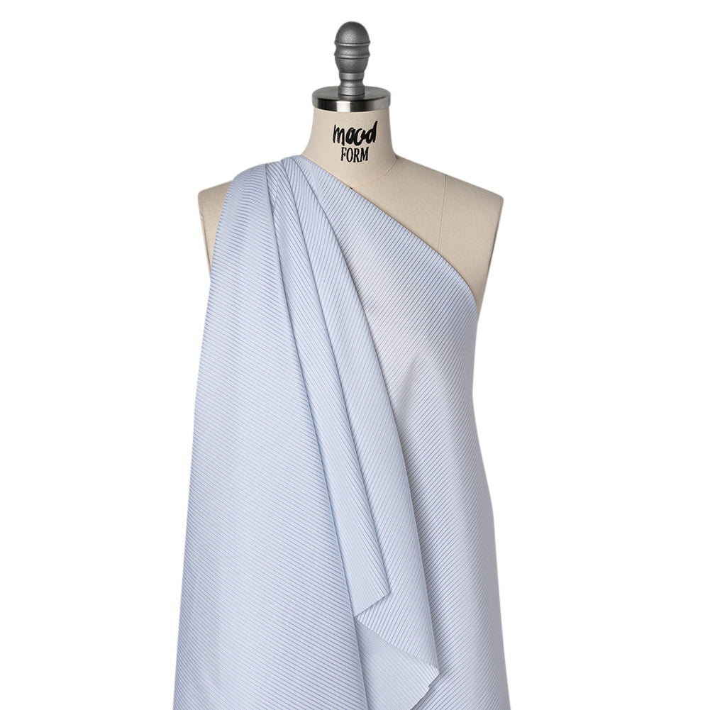 Cotton Twill Shirting - Light Blue and White Stripes - Deadstock Cotton Twill Shirting - Light Blue and White Stripes - Deadstock