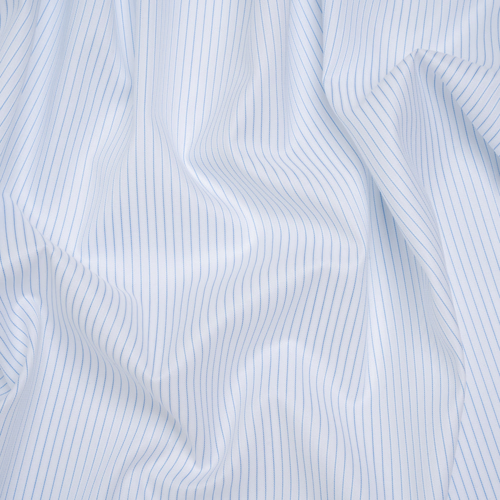 Cotton Twill Shirting - Light Blue and White Stripes - Deadstock Cotton Twill Shirting - Light Blue and White Stripes - Deadstock