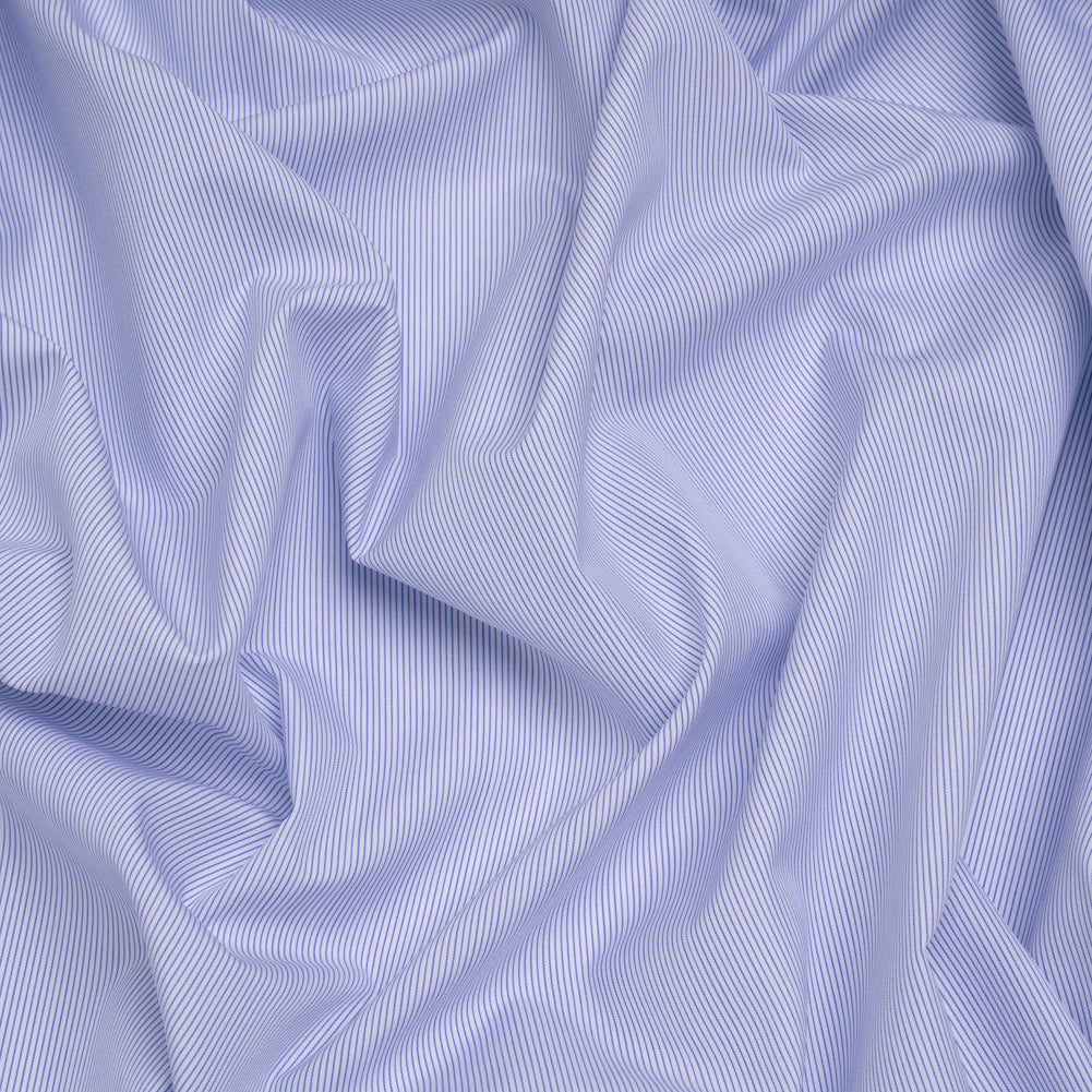 Cotton Shirting - Dark Blue and White Pinstripes - Deadstock Cotton Shirting - Dark Blue and White Pinstripes - Deadstock