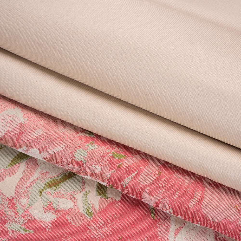 Polyester Brocade Panel Made in Italy - Pale Pink, Light Blue and Leaf Green Floral - Deadstock Polyester Brocade Panel Made in Italy - Pale Pink, Light Blue and Leaf Green Floral - Deadstock