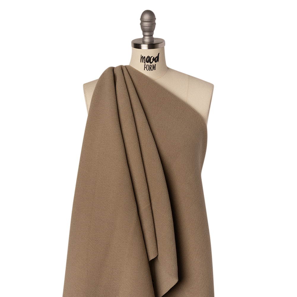 Wool Blend Herringbone Twill Coating Made in Italy - Tan - Deadstock Wool Blend Herringbone Twill Coating Made in Italy - Tan - Deadstock
