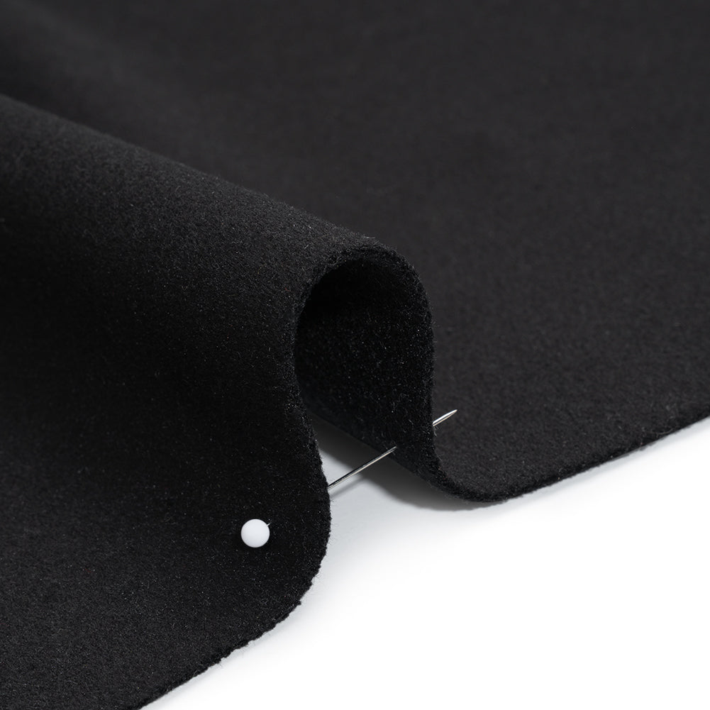 Brushed Wool Blend Twill Coating - Black - Deadstock Detail Brushed Wool Blend Twill Coating - Black - Deadstock Detail