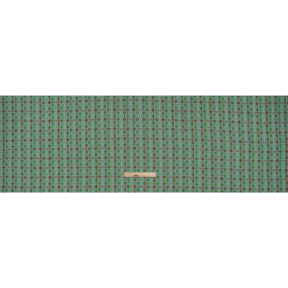 Polyester Boucle Tweed - Kelly Green, Brown and Dark Seafoam Plaid - Deadstock - Full Polyester Boucle Tweed - Kelly Green, Brown and Dark Seafoam Plaid - Deadstock - Full