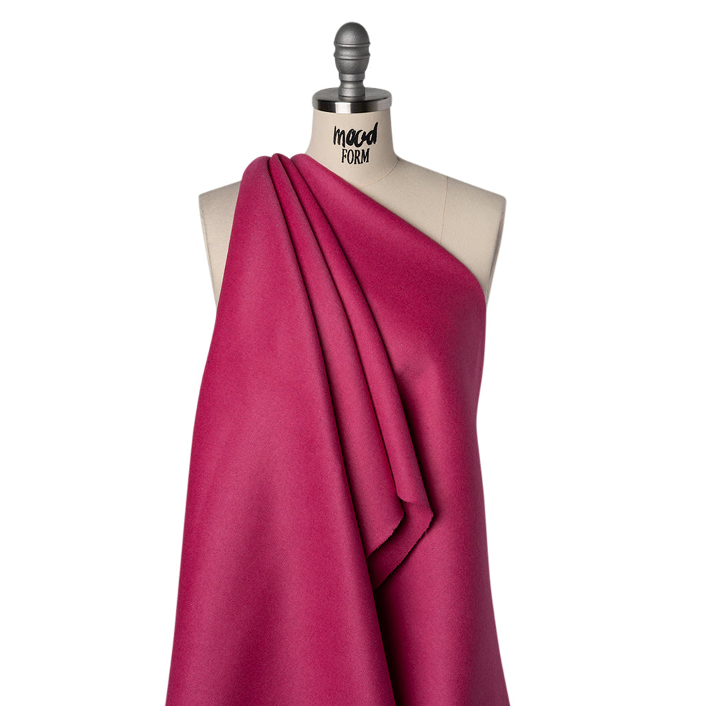 Brushed Wool Blend Twill Coating - Hot Pink - Deadstock Drape Brushed Wool Blend Twill Coating - Hot Pink - Deadstock Drape