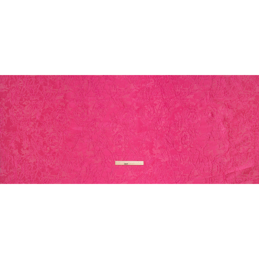Metallic Polyester Brocade - Hot Pink Floral - Deadstock - Full Metallic Polyester Brocade - Hot Pink Floral - Deadstock - Full