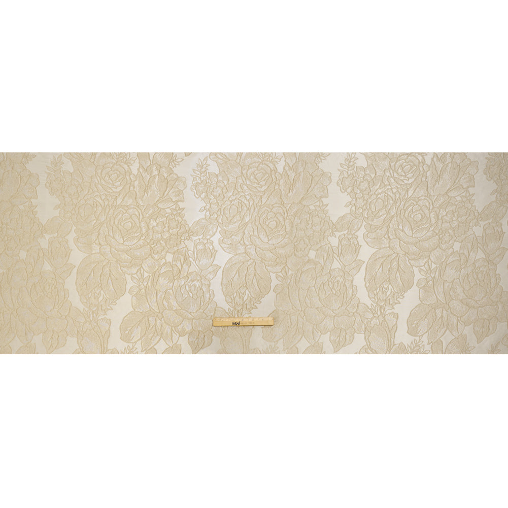 Polyester Brocade - Ivory Rose Garden - Deadstock - Full Polyester Brocade - Ivory Rose Garden - Deadstock - Full