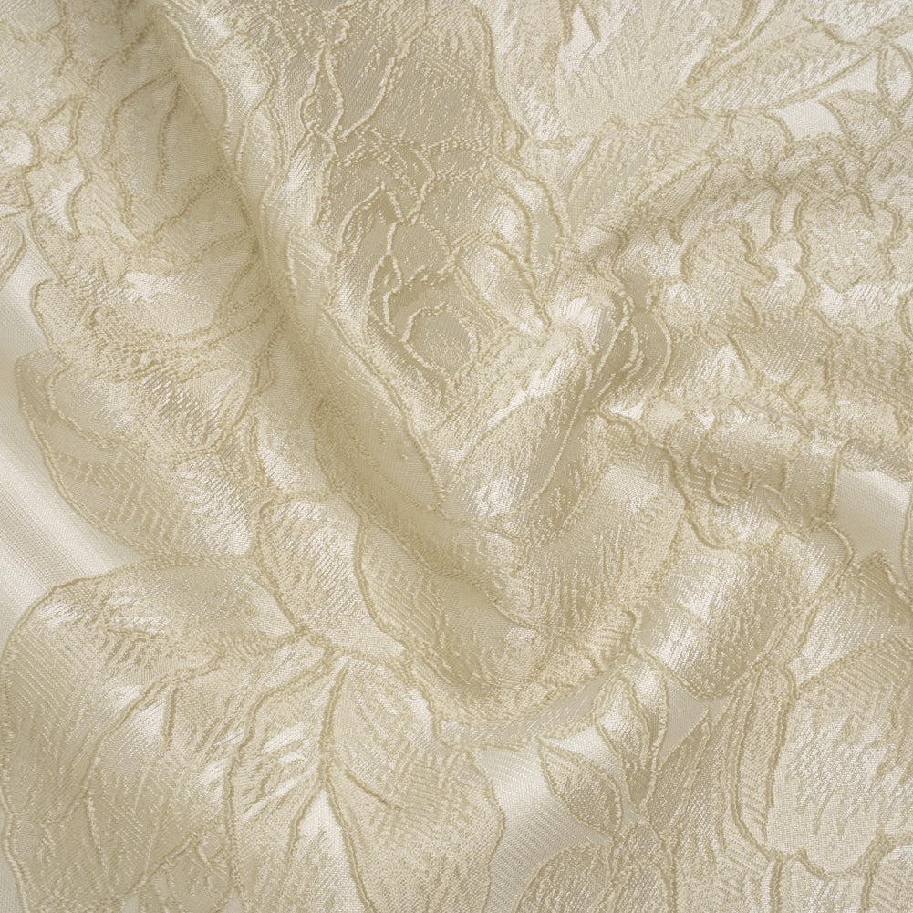 Polyester Brocade - Ivory Rose Garden - Deadstock Polyester Brocade - Ivory Rose Garden - Deadstock