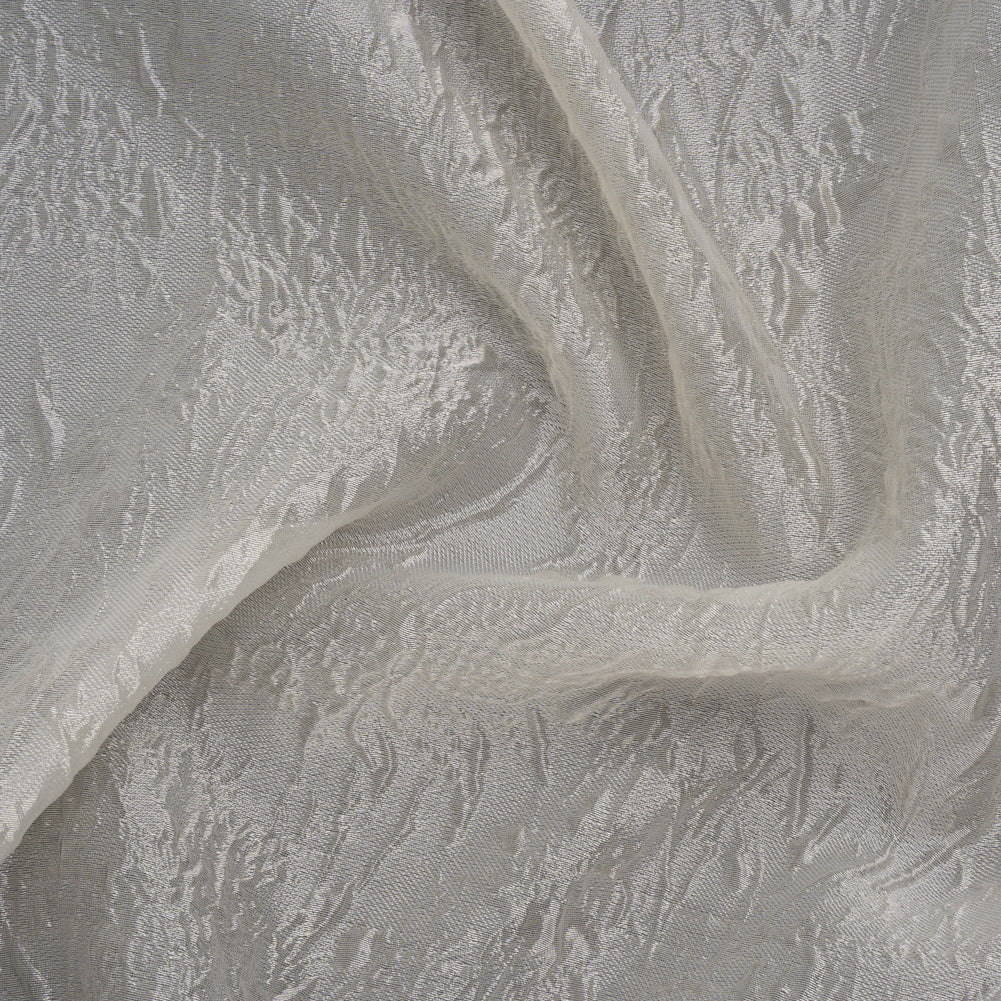 Luminous Sheer Polyester Brocade - Ivory Branches and Leaves - Deadstock Luminous Sheer Polyester Brocade - Ivory Branches and Leaves - Deadstock