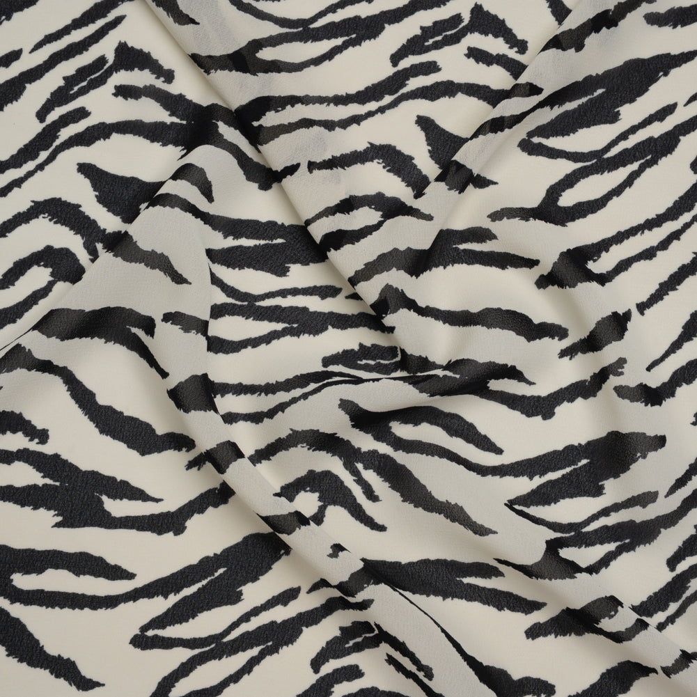 Viscose Georgette Print - Black and White Zebra Stripes - Designer Deadstock Viscose Georgette Print - Black and White Zebra Stripes - Designer Deadstock