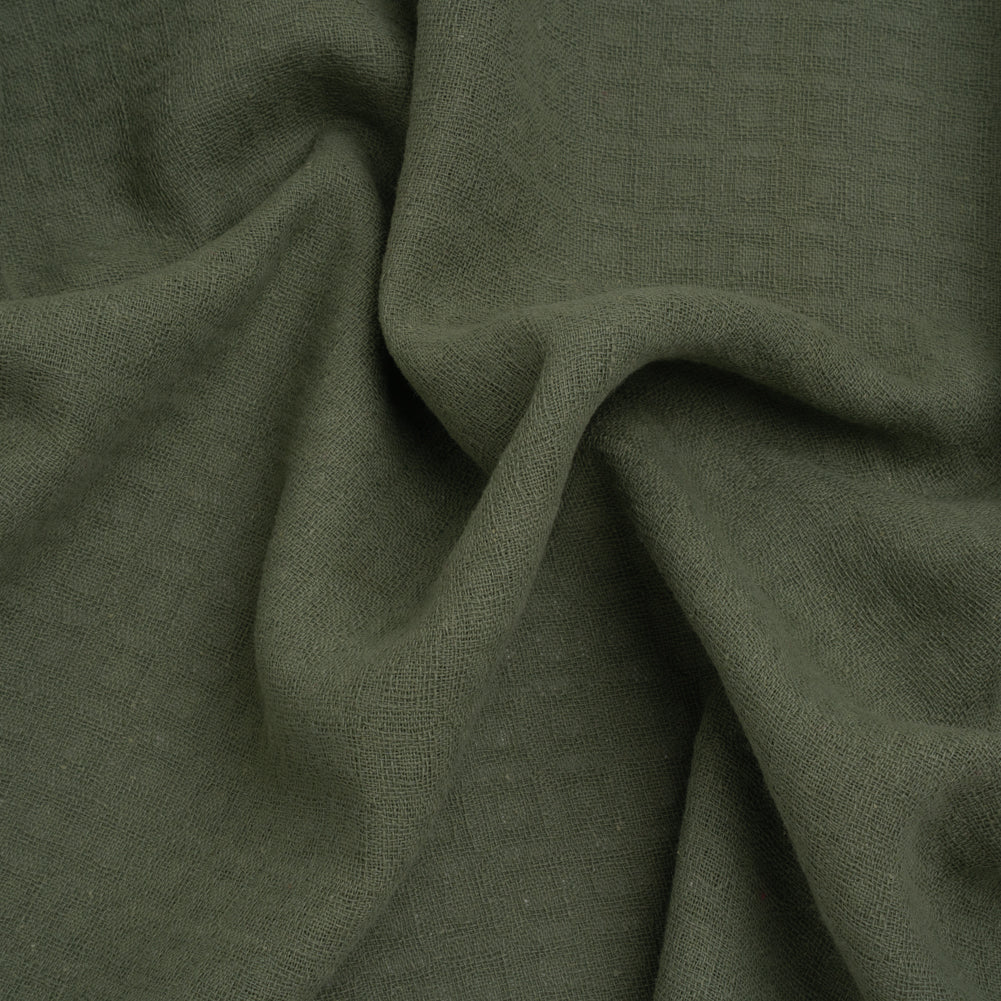 Linen and Cotton Waffle Woven Made in Italy - Sage Green Linen and Cotton Waffle Woven Made in Italy - Sage Green