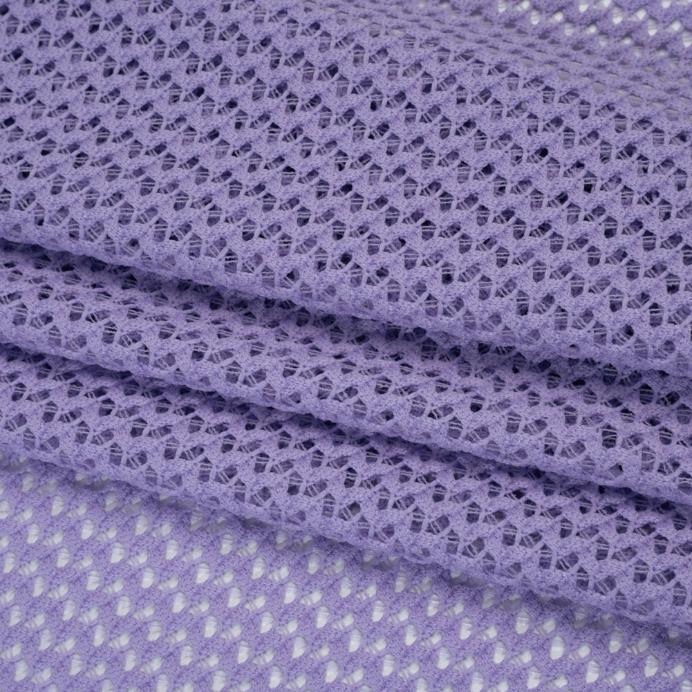 Stretch Polyester Eyelet Knit by Montce - Lavender Zig Zags - Designer Deadstock - Folded Stretch Polyester Eyelet Knit by Montce - Lavender Zig Zags - Designer Deadstock - Folded