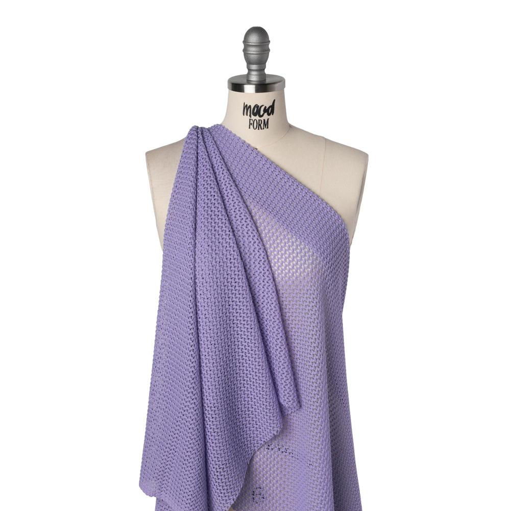 Stretch Polyester Eyelet Knit by Montce - Lavender Zig Zags - Designer Deadstock - Drape Stretch Polyester Eyelet Knit by Montce - Lavender Zig Zags - Designer Deadstock - Drape