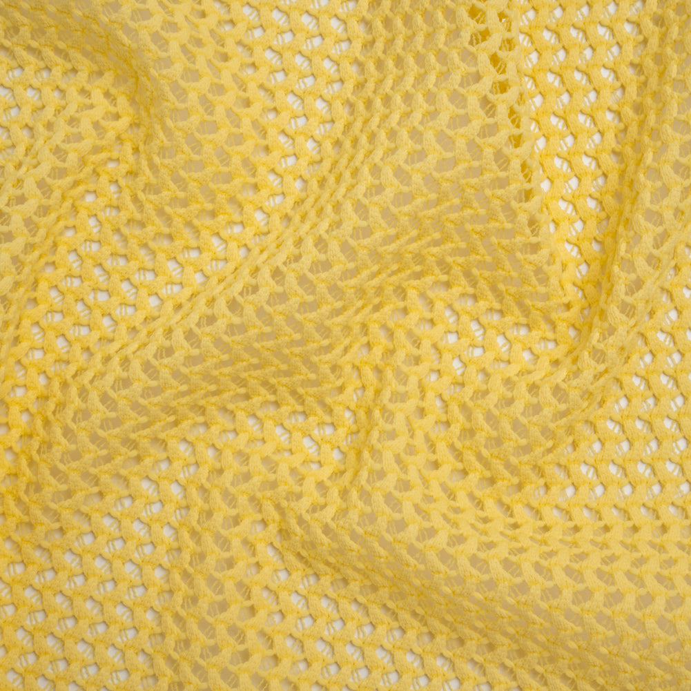 Stretch Polyester Eyelet Knit by Montce - Sun Yellow Zig Zags - Designer Deadstock Stretch Polyester Eyelet Knit by Montce - Sun Yellow Zig Zags - Designer Deadstock