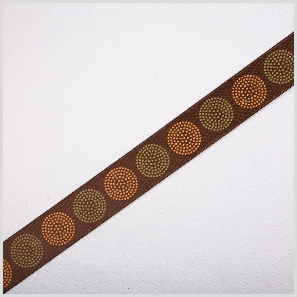 7/8" Brown Printed Satin Ribbon 7/8" Brown Printed Satin Ribbon