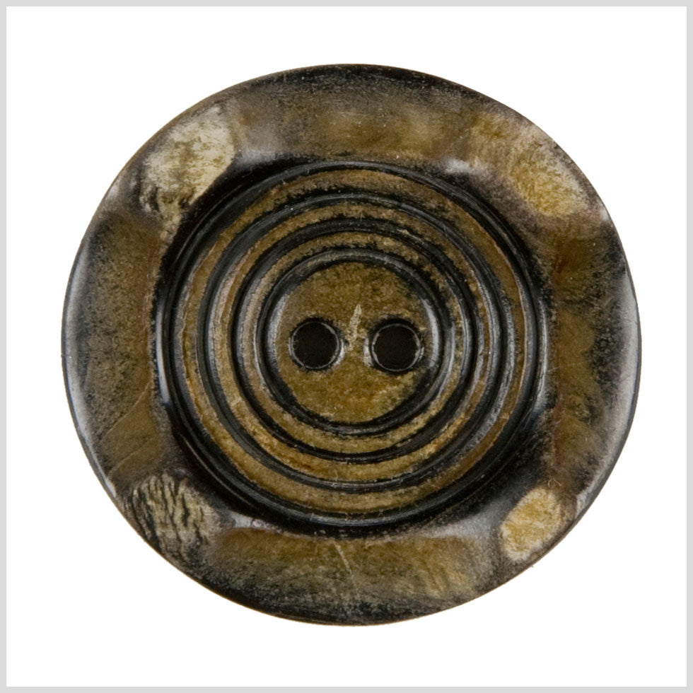 Burnt Brown 2-Hole Carved Horn Button - 34L/21.5mm Burnt Brown 2-Hole Carved Horn Button - 34L/21.5mm
