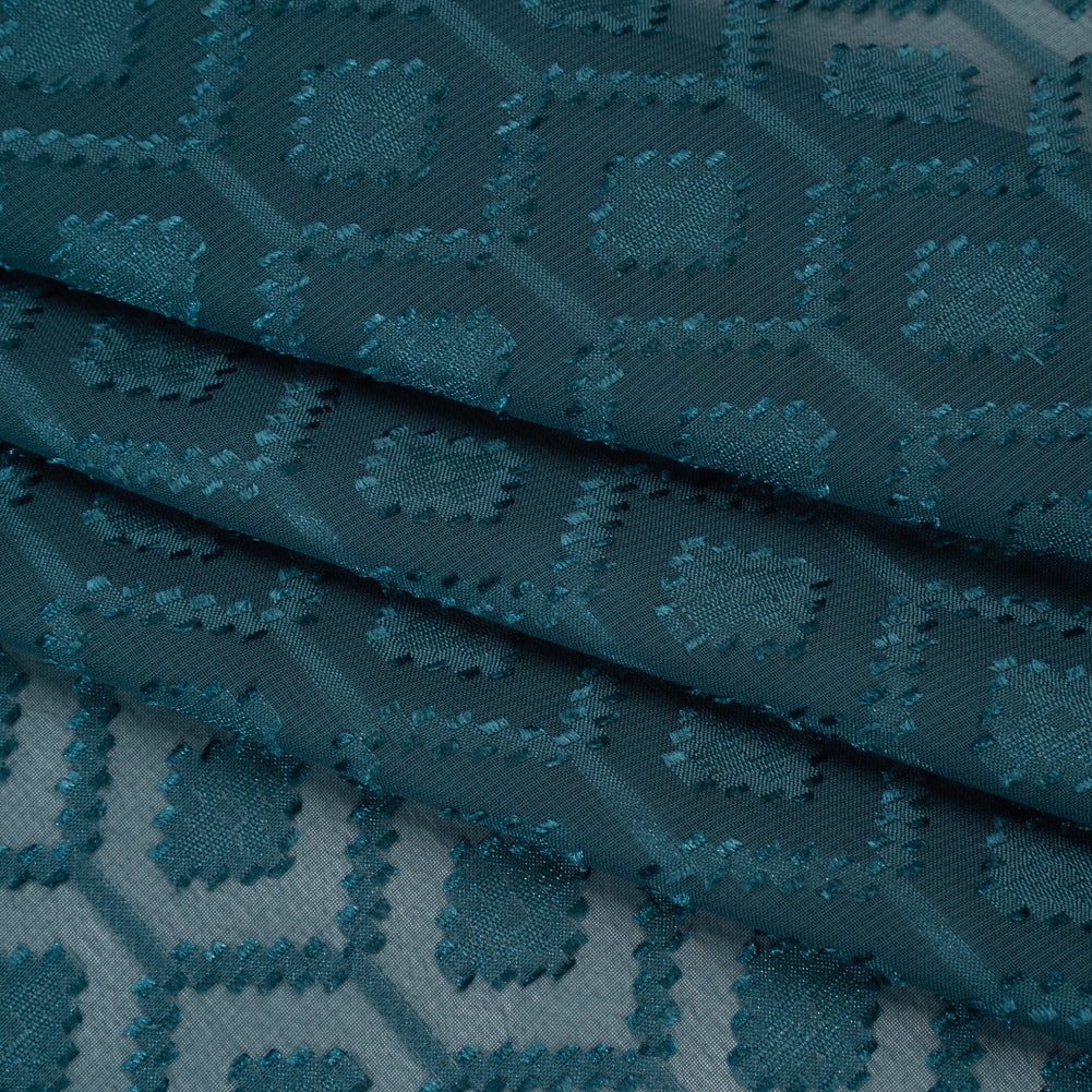 Geometric Burnout Polyester Woven - Ocean - Mood Exclusive Erynnis Collection - Folded Geometric Burnout Polyester Woven - Ocean - Mood Exclusive Erynnis Collection - Folded
