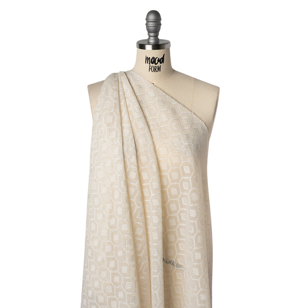 Geometric Burnout Polyester Woven - Ivory - Mood Exclusive Erynnis Collection - Drape Geometric Burnout Polyester Woven - Ivory - Mood Exclusive Erynnis Collection - Drape