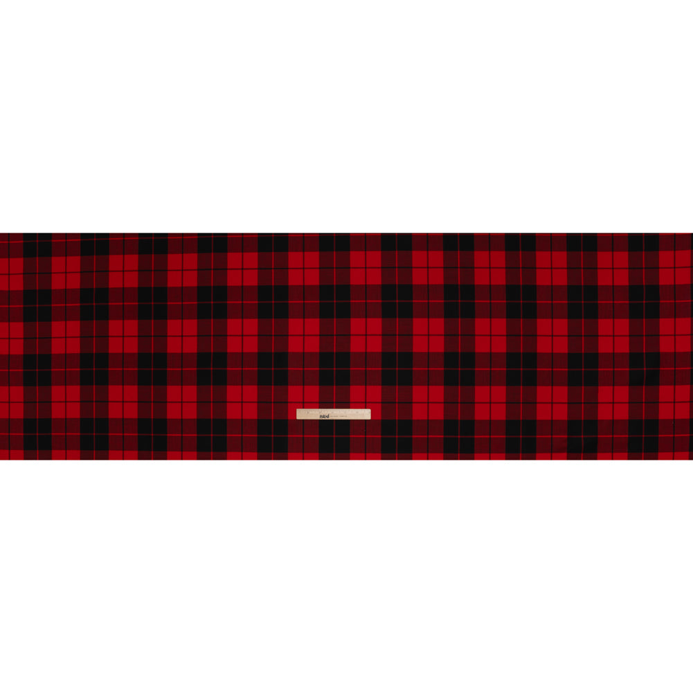 Virgin Wool Twill Made in Italy - Red and Black Classic Plaid Virgin Wool Twill Made in Italy - Red and Black Classic Plaid