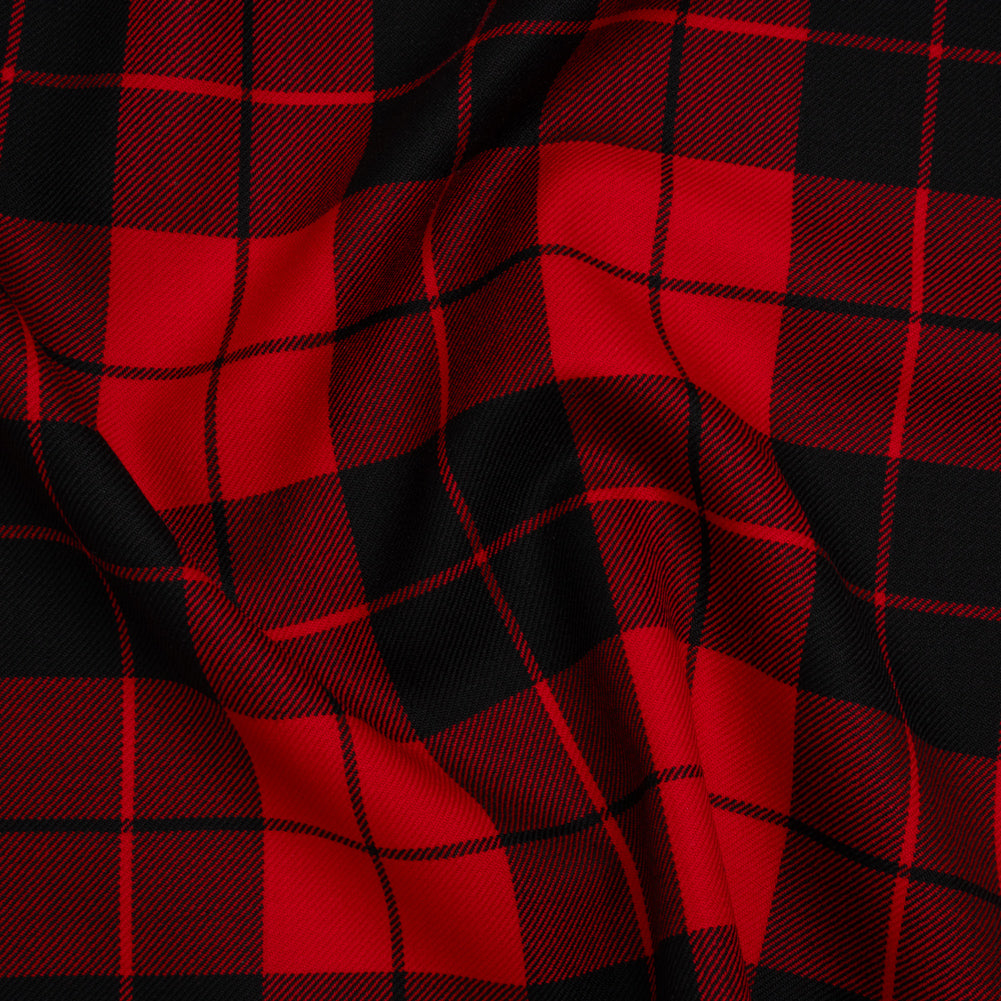Virgin Wool Twill Made in Italy - Red and Black Classic Plaid Virgin Wool Twill Made in Italy - Red and Black Classic Plaid