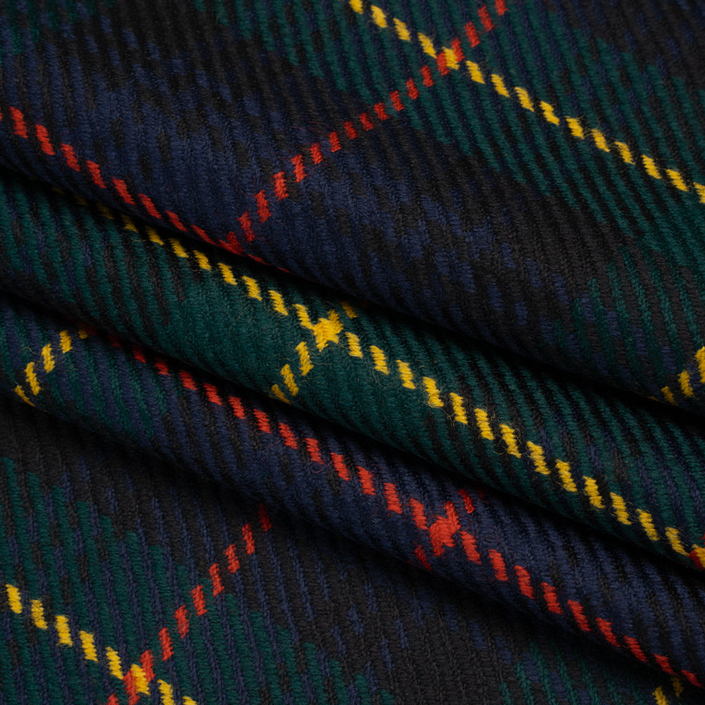 Heavy Virgin Wool Twill Made in Italy - Dark Green, Red and Yellow Plaid Heavy Virgin Wool Twill Made in Italy - Dark Green, Red and Yellow Plaid