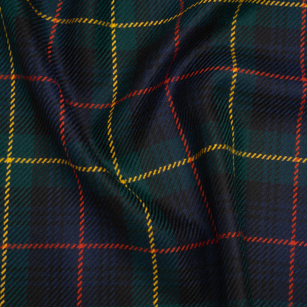 Heavy Virgin Wool Twill Made in Italy - Dark Green, Red and Yellow Plaid Heavy Virgin Wool Twill Made in Italy - Dark Green, Red and Yellow Plaid