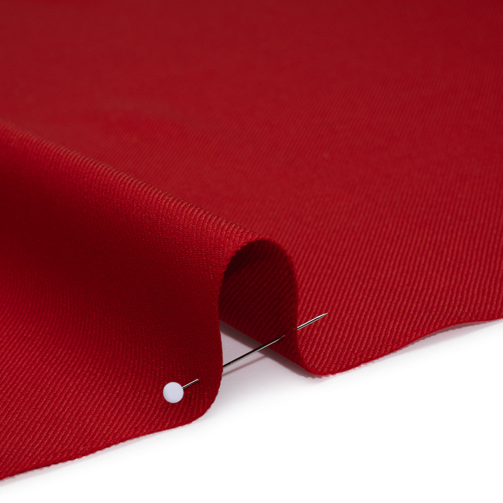 Virgin Merino Wool Twill Suiting Made in Italy - Red Virgin Merino Wool Twill Suiting Made in Italy - Red