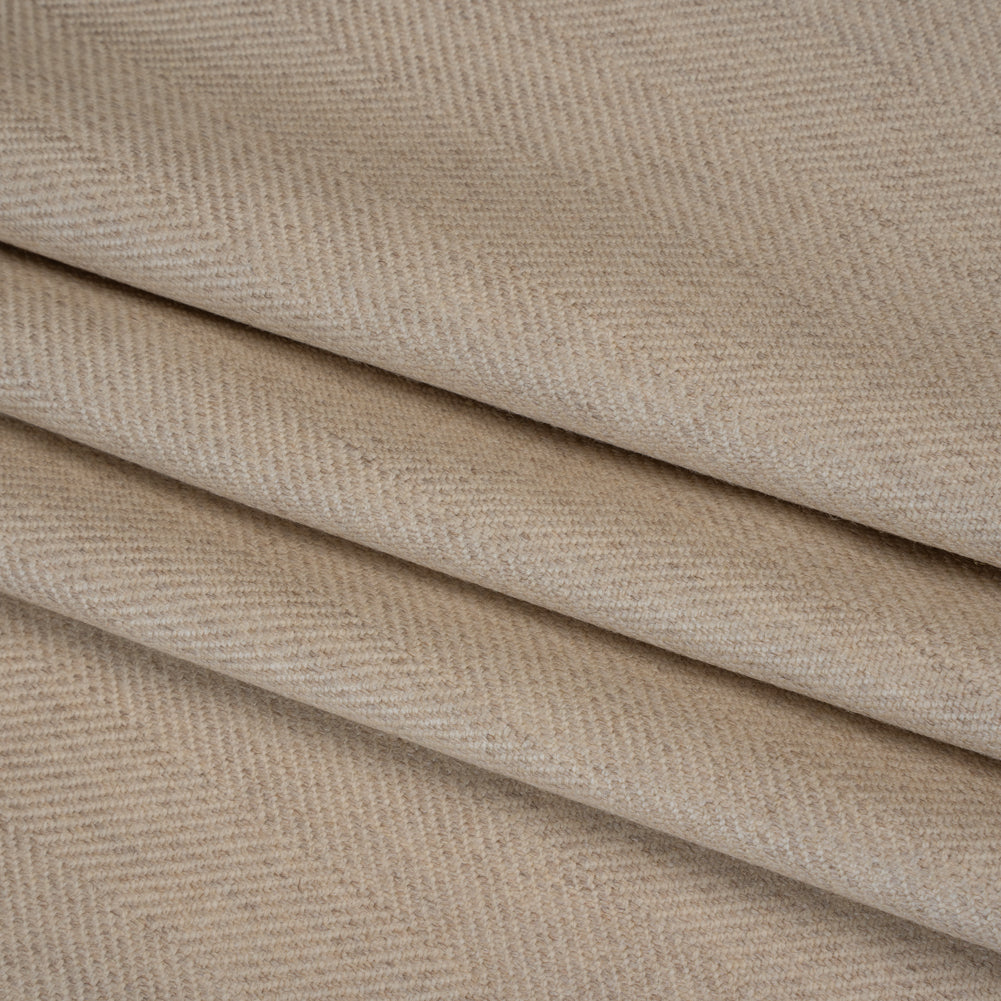 Virgin Wool Twill Made in Italy - Beige Herringbone Virgin Wool Twill Made in Italy - Beige Herringbone