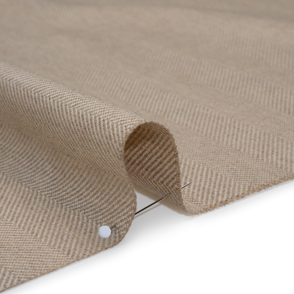 Virgin Wool Twill Made in Italy - Beige Herringbone Virgin Wool Twill Made in Italy - Beige Herringbone
