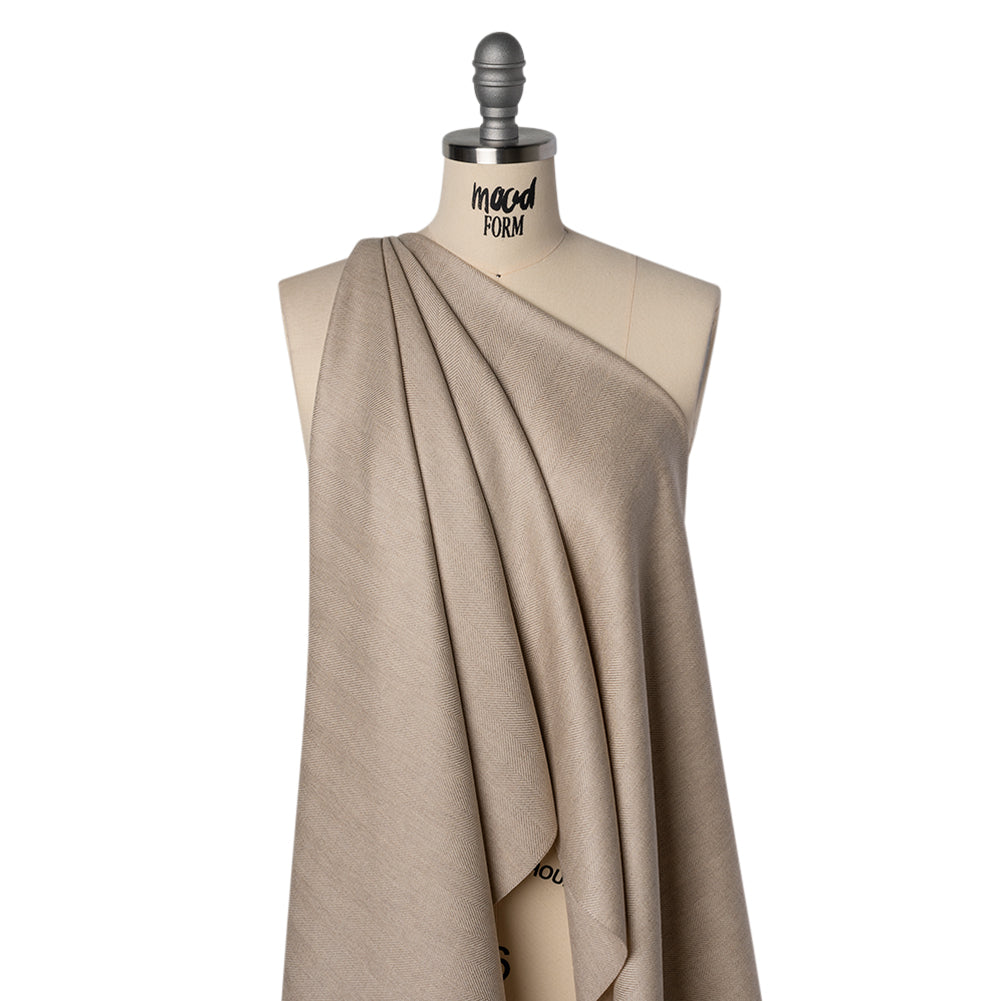 Virgin Wool Twill Made in Italy - Beige Herringbone Virgin Wool Twill Made in Italy - Beige Herringbone