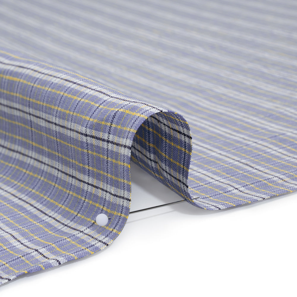 Medium Weight Linen Woven - Muted Blue, White and Yellow Plaid Medium Weight Linen Woven - Muted Blue, White and Yellow Plaid