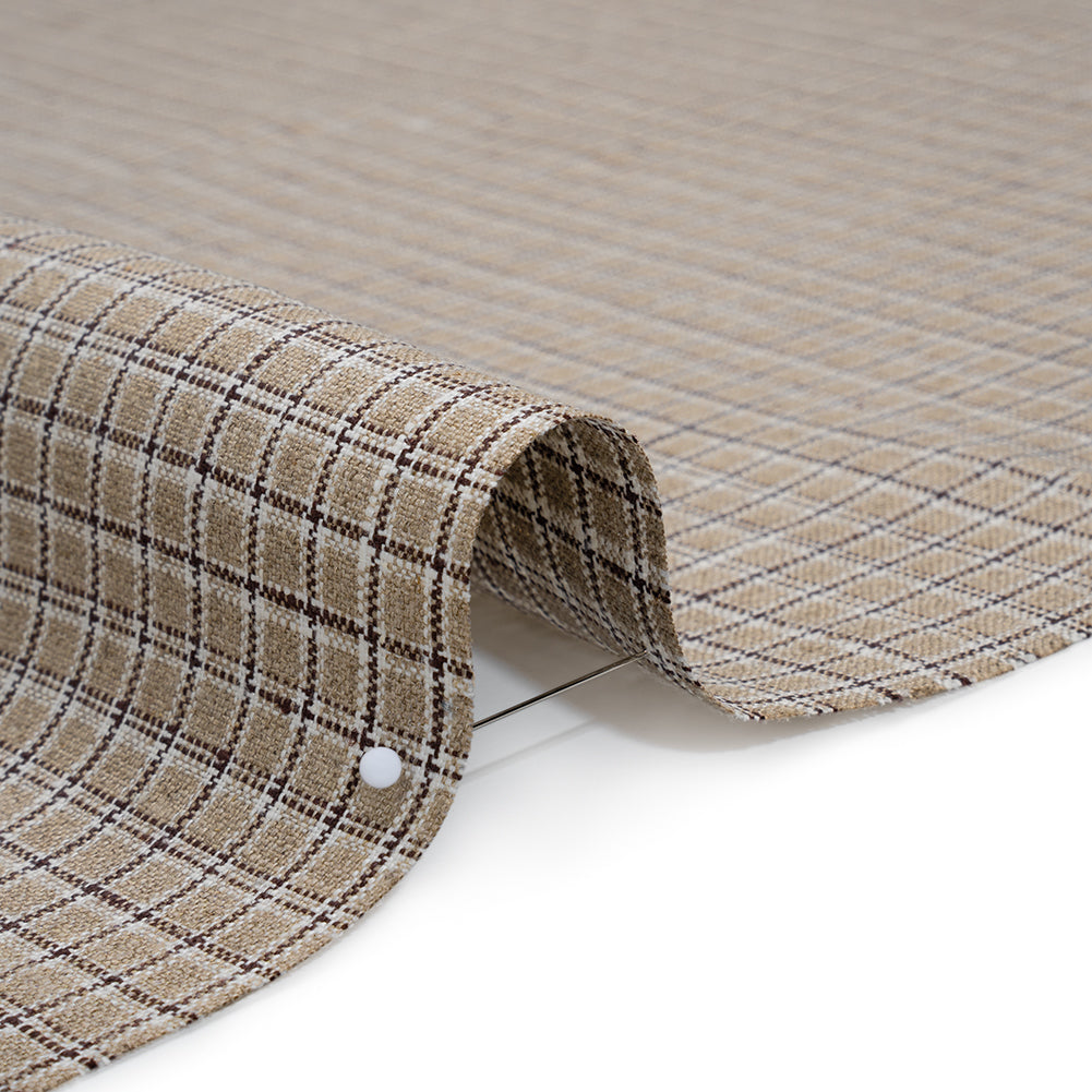 Heavyweight Linen Woven - Beige, Brown and White Shadow Windowpane Check Heavyweight Linen Woven - Beige, Brown and White Shadow Windowpane Check