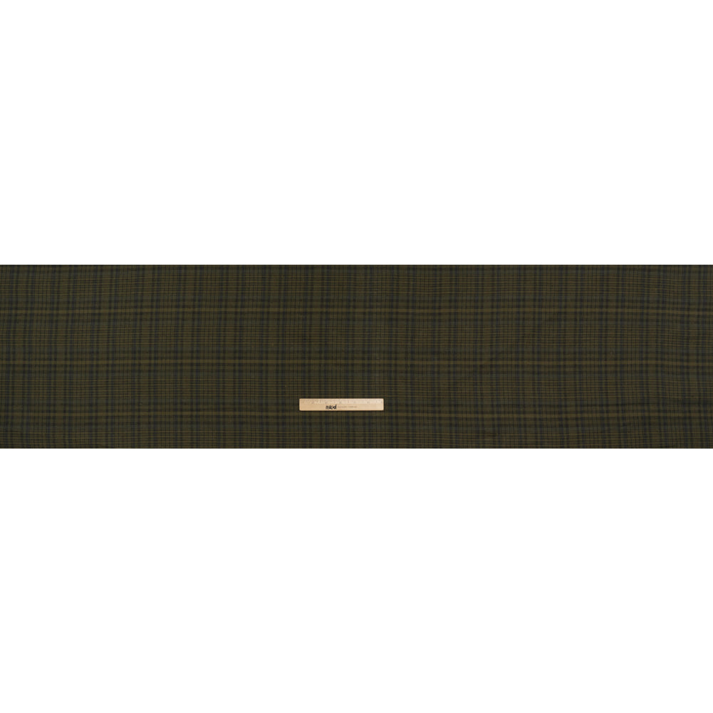 Medium Weight Linen Woven - Olive, Evergreen and Black Plaid Medium Weight Linen Woven - Olive, Evergreen and Black Plaid