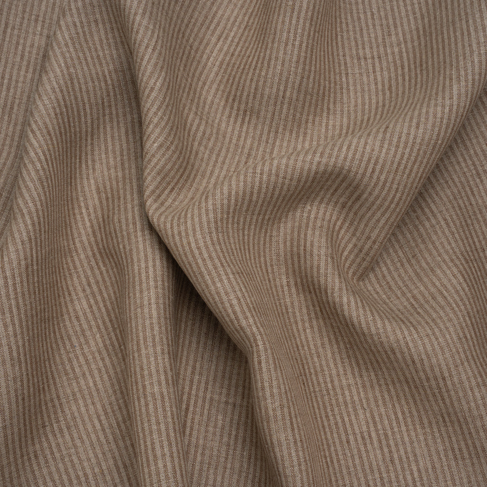 Medium Weight Linen Woven - Tan and Oatmeal Candy Stripes Medium Weight Linen Woven - Tan and Oatmeal Candy Stripes