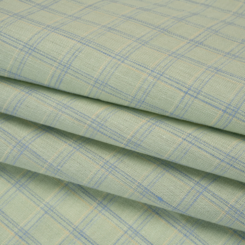 Lightweight Linen Woven - Mint Green, Sky Blue and Pale Yellow Plaid Lightweight Linen Woven - Mint Green, Sky Blue and Pale Yellow Plaid