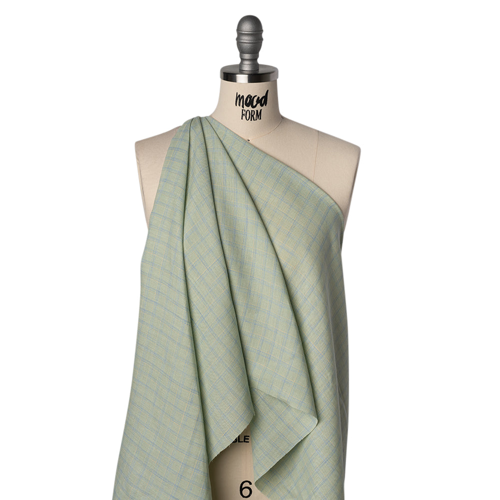 Lightweight Linen Woven - Mint Green, Sky Blue and Pale Yellow Plaid Lightweight Linen Woven - Mint Green, Sky Blue and Pale Yellow Plaid
