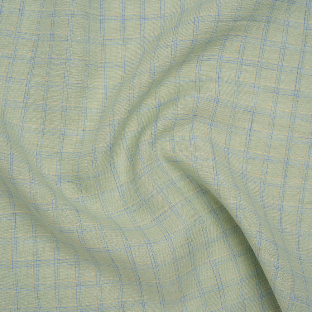 Lightweight Linen Woven - Mint Green, Sky Blue and Pale Yellow Plaid Lightweight Linen Woven - Mint Green, Sky Blue and Pale Yellow Plaid