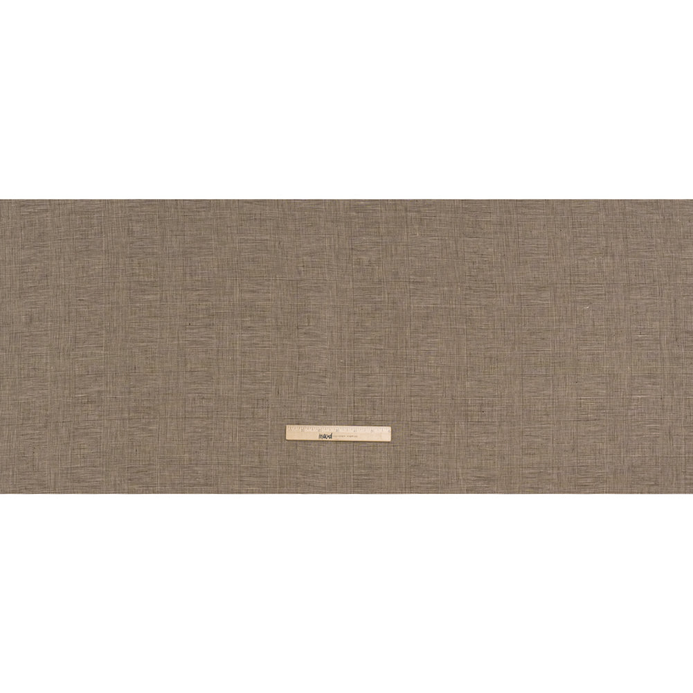 Medium Weight Linen Woven - Brown and White Glen Plaid - Full Medium Weight Linen Woven - Brown and White Glen Plaid - Full