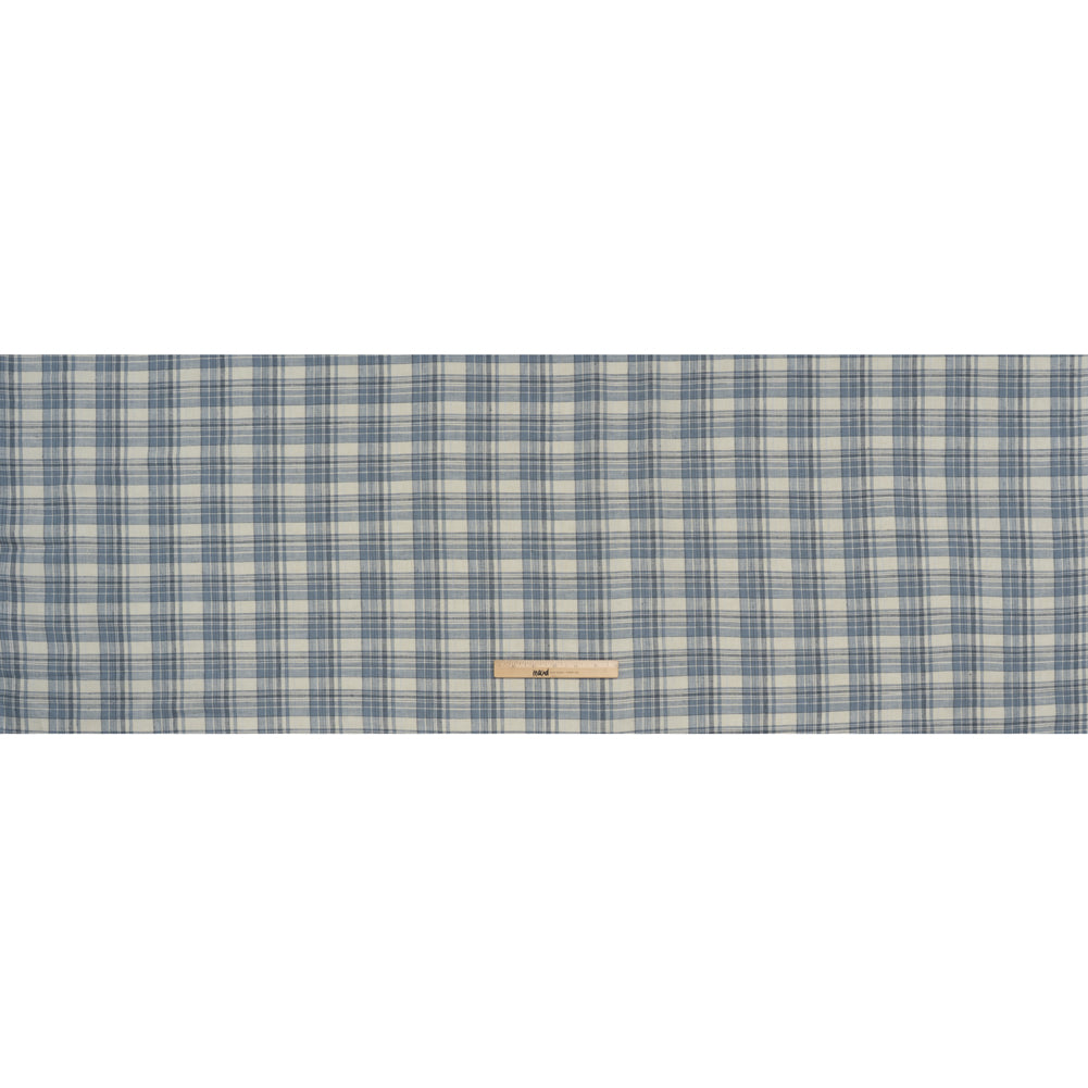 Medium Weight Linen Woven - Country Blue and Cream Plaid - Full Medium Weight Linen Woven - Country Blue and Cream Plaid - Full