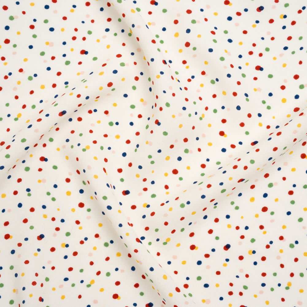 Sustainable Viscose Crepe Print - Rainbow Painterly Confetti Dots - Designer Deadstock Sustainable Viscose Crepe Print - Rainbow Painterly Confetti Dots - Designer Deadstock