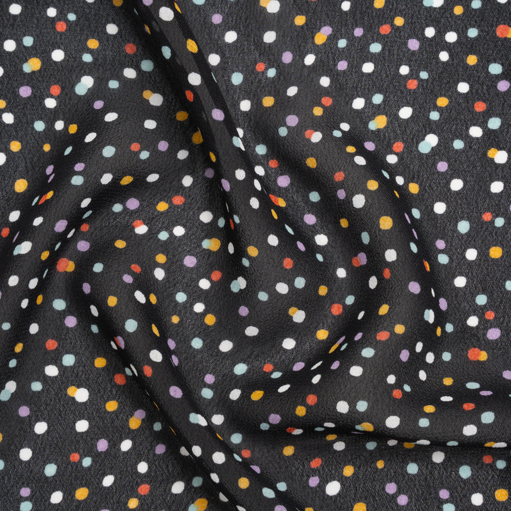 Viscose Georgette Print - Candy Red, Turquoise Blue and Lilac Purple Speckled Confetti Dots - Designer Deadstock Viscose Georgette Print - Candy Red, Turquoise Blue and Lilac Purple Speckled Confetti Dots - Designer Deadstock