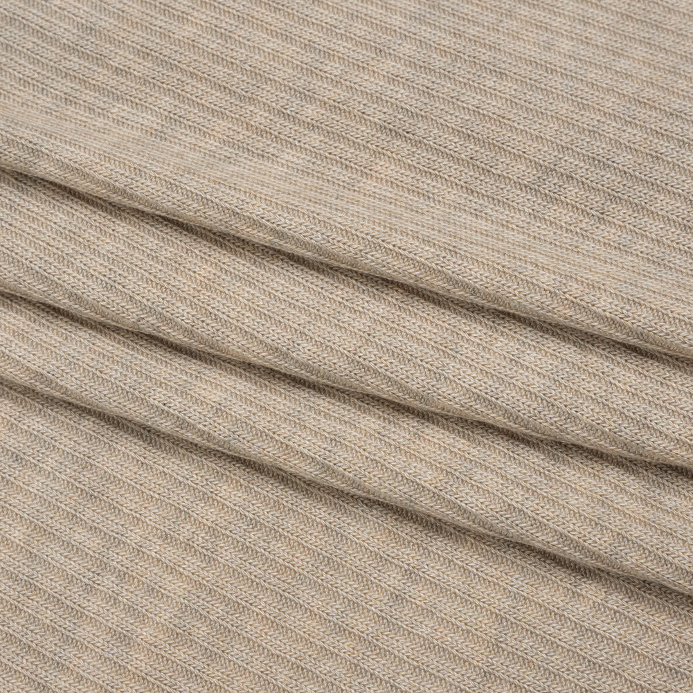 Stretch Tencel Rib Knit - Heathered Wheat Tan - Designer Deadstock - Folded Stretch Tencel Rib Knit - Heathered Wheat Tan - Designer Deadstock - Folded