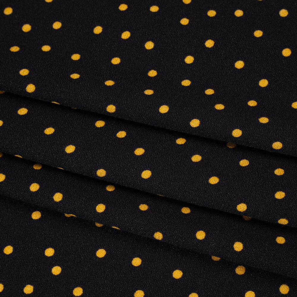 Sustainable Viscose Crepe Print - Soft Pumpkin Orange and Black Polka Dots - Designer Deadstock - Folded Sustainable Viscose Crepe Print - Soft Pumpkin Orange and Black Polka Dots - Designer Deadstock - Folded