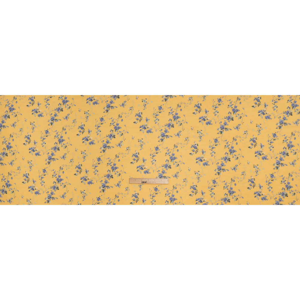 Viscose Georgette Print - Lilac Blue and Sunshine Yellow Floral - Designer Deadstock - Full Viscose Georgette Print - Lilac Blue and Sunshine Yellow Floral - Designer Deadstock - Full