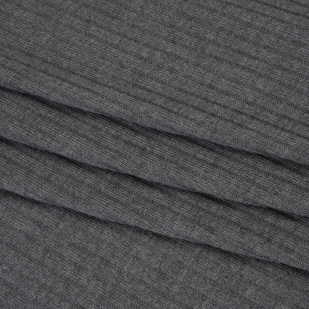 Stretch Tencel Rib Knit - Smokey Gray - Designer Deadstock - Folded Stretch Tencel Rib Knit - Smokey Gray - Designer Deadstock - Folded