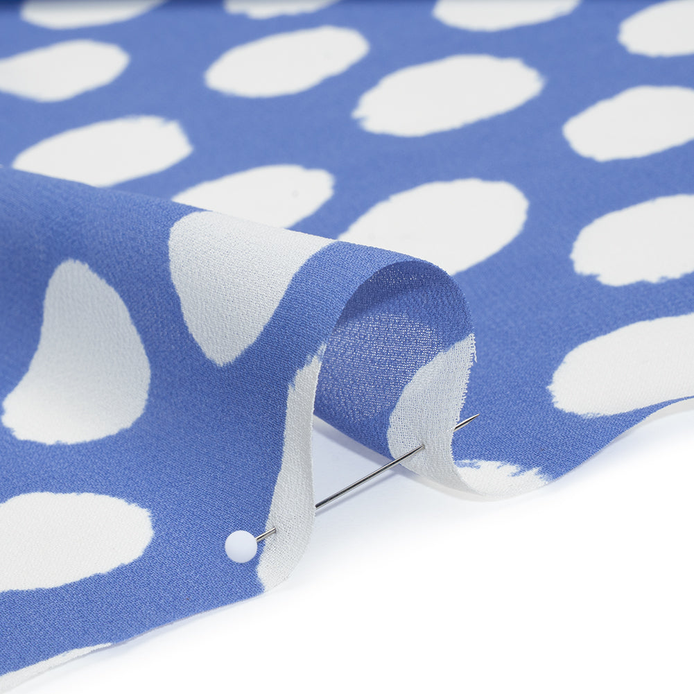 Viscose Georgette Print - Periwinkle Blue and White Uneven Polka Dots - Designer Deadstock - Detail Viscose Georgette Print - Periwinkle Blue and White Uneven Polka Dots - Designer Deadstock - Detail